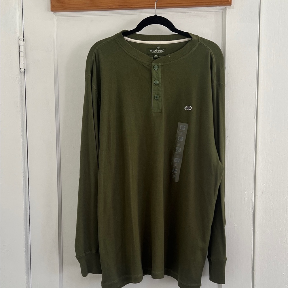 Ecko Unlimited Men's Green Long Sleeve Henley